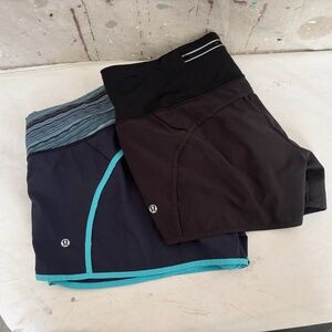 Bundle of Two Lululemon Run Times Shorts, Black and Inkwell Blue